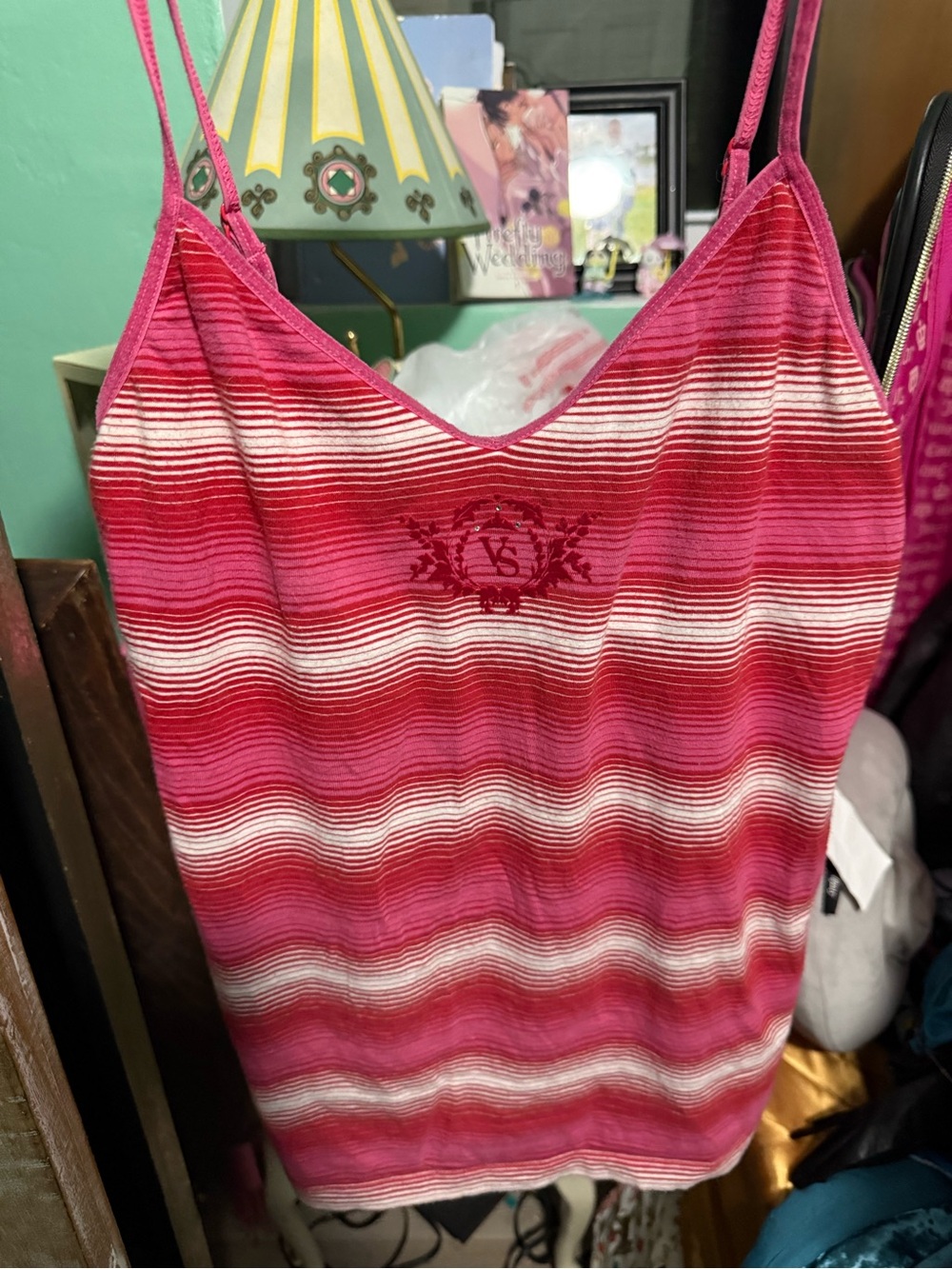 Victoria's Secret Pink & White Striped V-Neck Camisole vintage Y2K